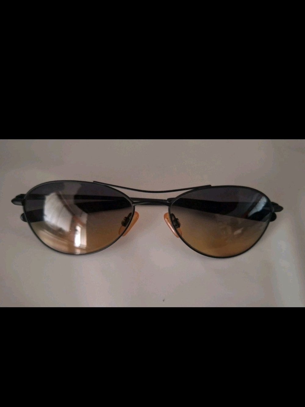 Nicole Miller Flying Ace Aviator Sunglasses Black Gunmetal Y2K Brown Gradient